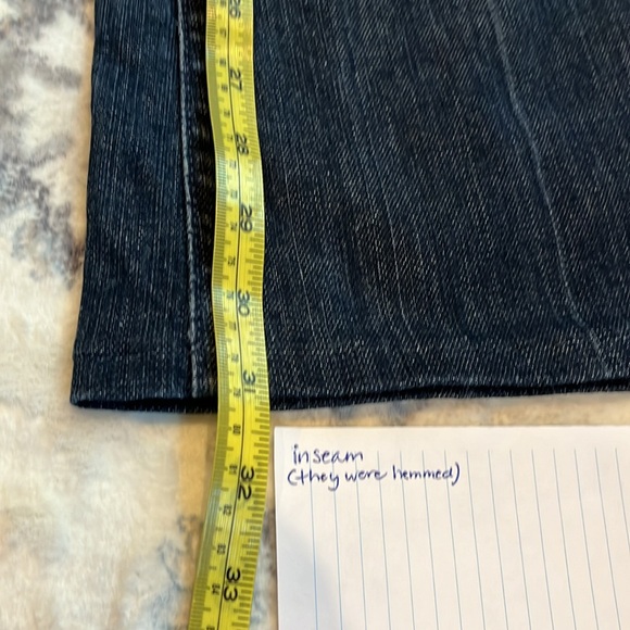 7 for All Mankind Flare Medium Blue Denim Jeans Green Signature Pocket 26 - Picture 11 of 14